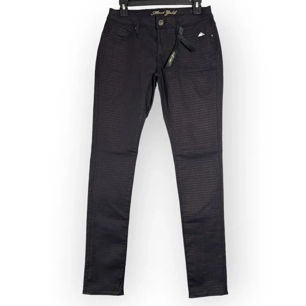 Mavi Gold Alexa Skinny Jeans Mid Rise 27x33 Black Houndstooth Pattern Denim NEW
